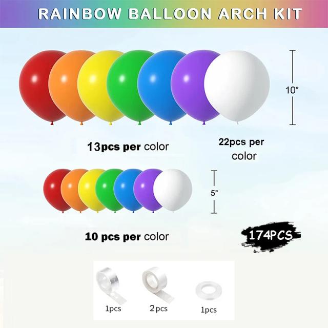 Balões de Látex Arco-Íris para Decoração de Casamentos, Chuveiros de Bebê e Festas de Aniversário - 7 Cores Vibrantes