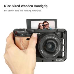 Smallrig handgrip de madeira para acessórios de câmera sony a6400 cage 2310, 3614 com aperto de mão de silicone e sapato frio-aps2318 - Image 3