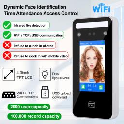 WiFi Facial RFID Controle de Acesso Teclado, 4.5 ", Face Dinâmica, Biométrico, Tempo Atticação, Dispositivo De Empregado, Door Lock System Software - Image 2