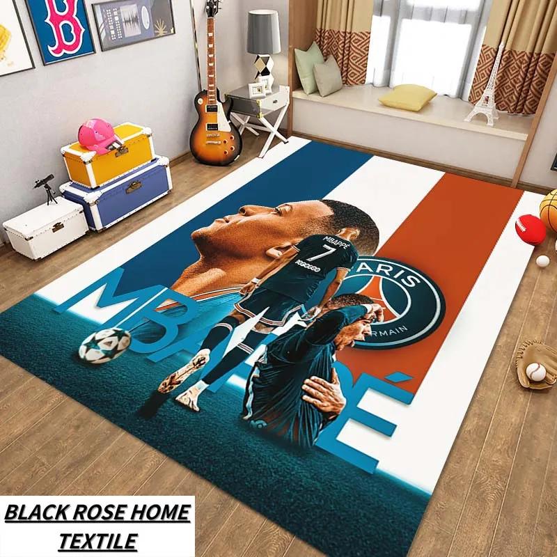 Tapete antiderrapante para quarto, impressão 3D HD, Messi, Ronaldo, mbappé, Neymar, sala de estar Home Luxury, corredor, arte da moda - Image 1