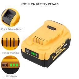 Probty-Bateria de Substituição para DCB200, 20 V, 6000mAh, Compatível com Dewalt 20 V, 18 V e 20 Vot Tools - Image 5