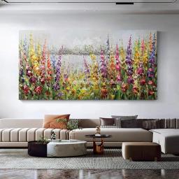 Mintura, faca artesanal flor pintura a óleo sobre tela, imagem de arte moderna, decoração de casa, pôster floral texturizado, suspensão de parede - Image 3