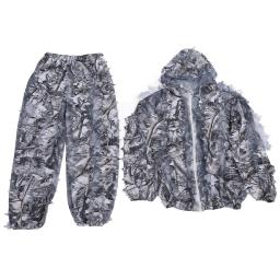 Outdoor Hunting 3D Leaf Suit, White Snow Wild Camouflage Ghillie Suit, Jaquetas e calças, Roupas para caça - Image 2