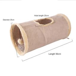 Túnel de pelúcia dobrável para pet, canal dobrável, brinquedo educativo, brinquedos interativos, suprimentos para cachorros, camurça, quente, inverno - Image 6