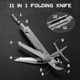 SWISS TECH-Mini Faca Dobrável Multitool, 11 em 1, EDC, Tático, Camping, Ferramentas de Sobrevivência, Canivete ao ar livre, Tesoura, Chave de fenda - Image 2