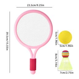 Conjunto raquete tênis infantil, raquete badminton com 2 bolas espuma, 2 badminton para ambientes internos praia, - Image 6