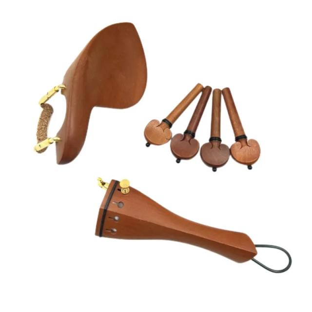 Conjunto Completo de Acessórios para Violino 4/4: Tailpiece, Pinos de Afinação, Endpins e Resto Chin