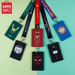 Miniso-Soft Glue Card Holder para Criança, Clipe de Cordão, Figuras Anime, Iron Man, Campus, Spiderman, Campus ID, Toy Gifts, Cabresto, 6 estilos - Image 1