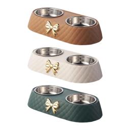Tigelas duplas antiderrapantes removíveis duplas para cães e gatos, acessórios duráveis, simples de limpar, filhote de cachorro pequeno conveniente, tamanho 34x17,5x6,5 cm - Image 1