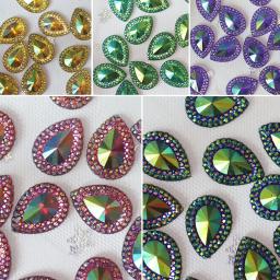 Multicolor Apontou Água Gota Em Forma De Resina, Flatback Applique, Pedras De Cristal, Ornamento Colorido AB, Jóias Artesanais - Image 6