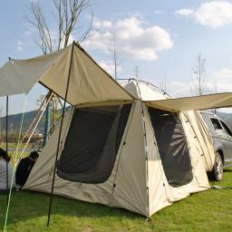 Tenda traseira do carro atualizada para 4 pessoas, auto-condução, 3 portas, acampamento ao ar livre, família, extensão anti-mosquito, pérgola integrada com toldo - Image 4