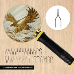Kit De Queima De Madeira De Pirografia, Ferramenta Profissional De Queima De Madeira, Caneta Dupla 30 Dicas - Image 3