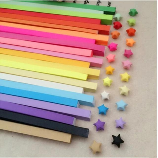 Conjunto Lucky Star de Tiras de Papel de Origami Artesanal, 80 Peças em 10 Cores Variadas para DIY