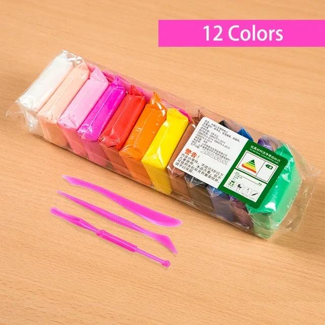 Argila de Modelagem a Seco com Ferramentas de Escultura para Crianças - Brinquedos DIY Não Tóxicos em 12 Cores para Presentes Criativos