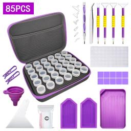 DIY Diamante Pintura Tool Set, Funil Ponto Broca, Cola Broca Pen, Caixa de armazenamento, Acessórios e Acessórios, Inventário Roxo - Image 2