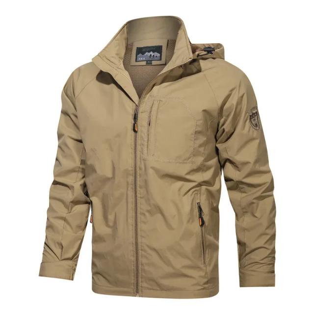 Jaqueta masculina de alpinismo impermeável e leve para primavera e outono com bolso grande
