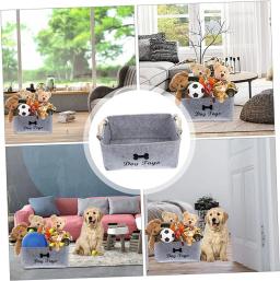 Leve Felt Pet Toy Box, Cesta de armazenamento para cães, Organizador de peito para brinquedos, cobertores, trelas, comida - Image 4