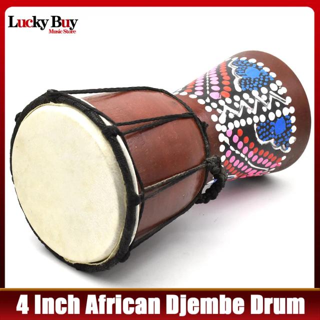 Djembe Africano Profissional de 4 Polegadas em Madeira - Instrumento Musical com Som Impressionante