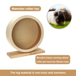 Pet hamster brinquedo de madeira maciça roda running silencioso roda de rolo exercício gaiola pequena roda de esportes para animais estimação hamsters ratos - Image 4