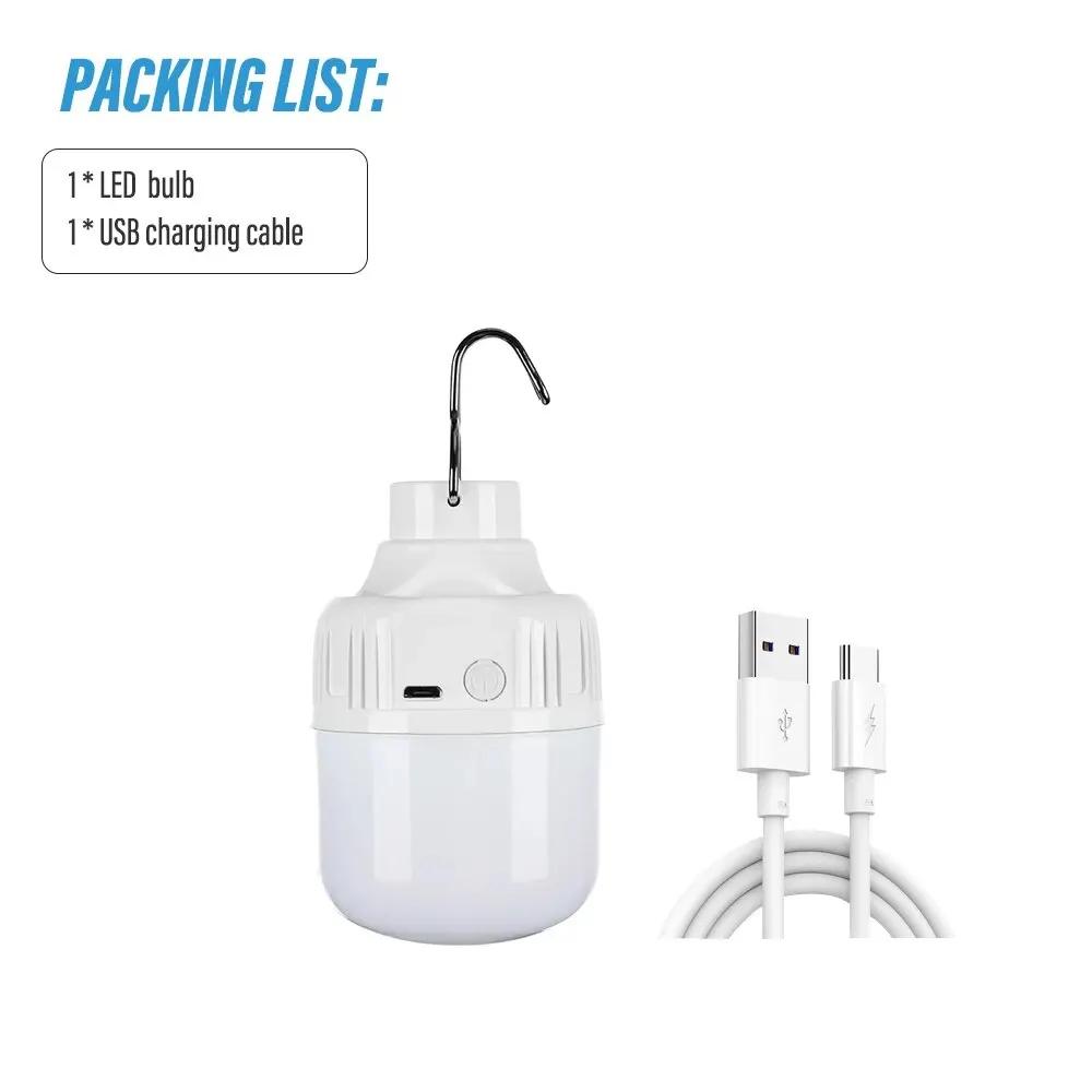 Super brilhante led luz de acampamento recarregável lanterna led ao ar livre lanterna portátil com gancho portátil e 3 modos iluminação - Image 1