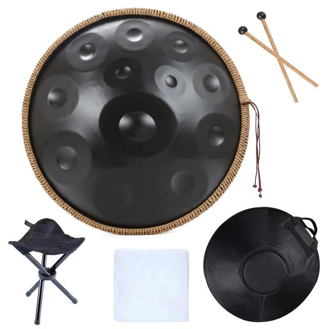 Tambor Pantam de Aço para Yoga e Meditação - Hand Pan Drum 12 Notas 440Hz D Menor 22 Pol
