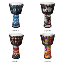 Tambor africano de pele de cabra para adultos e crianças, padrão artístico colorido, grande presente para iniciantes, tambor e bongo, dançando, dançando, - Image 3