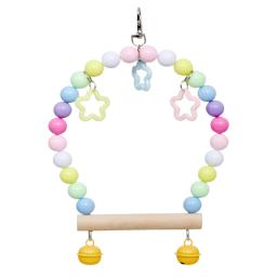 Papagaios De Madeira Natural Swing Toy, Contas Coloridas, Sinos Brinquedos, Perch Hanging Cage para Animais De Estimação, Periquito Aves Suprimentos - Image 6