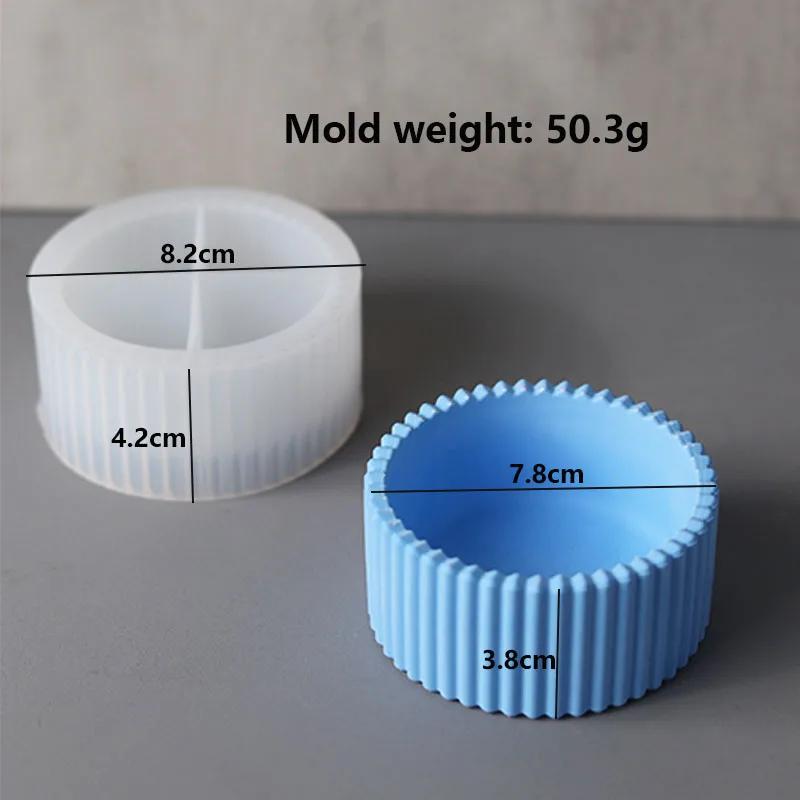 Round Stripe Candle Jar, Molde De Silicone, Caixa De Armazenamento Artesanal DIY, Pen Holder, Cimento De Gesso, Artesanato De Vaso, Moldes De Fundição, Decoração De Casa - Image 1