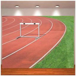 Atleta pista de corrida pano de fundo pastagem atletismo competição desportista pista obstáculo foto fundo esportes tema festa - Image 1