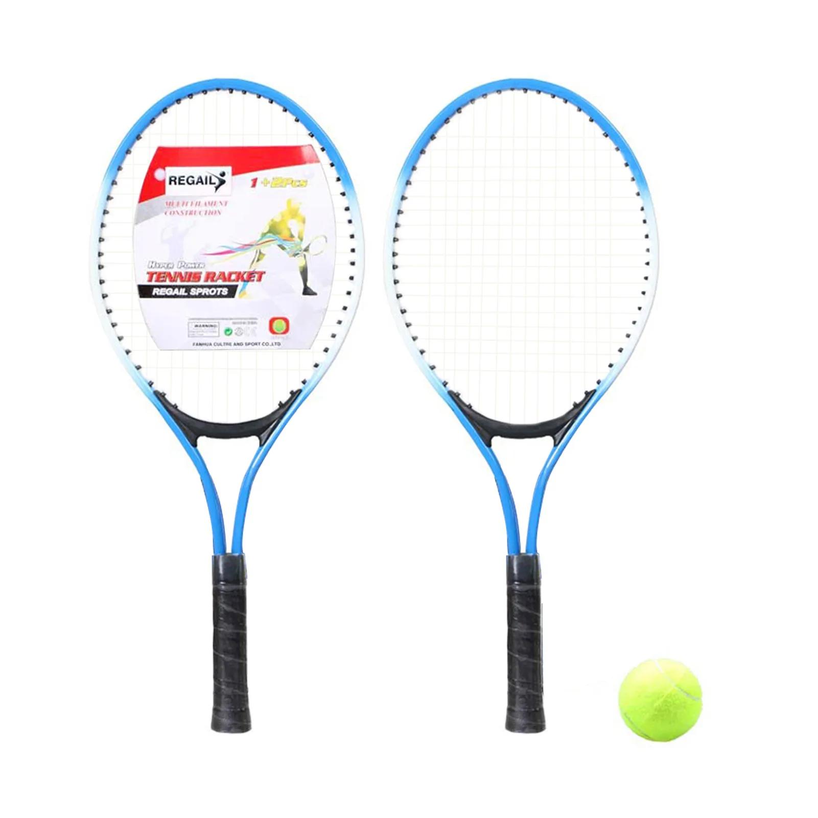 2 pçs crianças esportes ao ar livre raquetes de tênis corda de tênis com 1 bola de tênis para badminton - Image 1