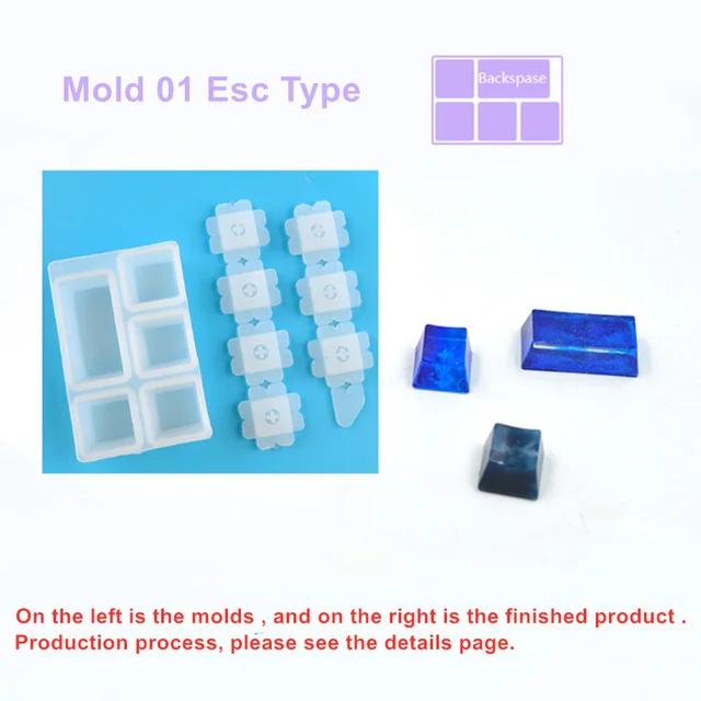 Moldes de Silicone para Teclado Mecânico DIY com Design UV em Epóxi - Ferramentas Artesanais para Criar Chaveiros e Acessórios Personalizados