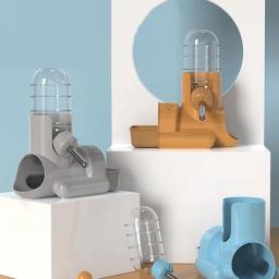 Alimentador automático de água para pequenos animais Dispensador Tigelas de garrafas de água potável Prato com recipiente de comida Acessórios de hamster - Image 2