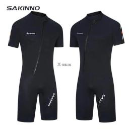 Neoprene Quente Espessado Wetsuit, Macacão Manga Curta, Proteção Solar, Surf, Snorkeling, Natação, Fato De Mergulho, 2mm - Image 1