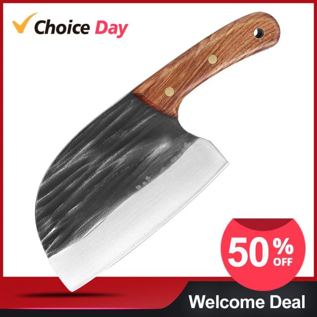 Faca de Cozinha Artesanal Nakiri com Cabo de Madeira Wenge e Aço de Alto Carbono para Corte de Carne e Peixe