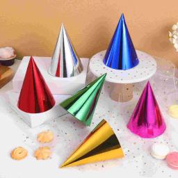 12pçs chapéu de festa infantil, chapéus de cone, decorações coloridas de aniversário, suprimentos decorativos de papel metálico - Image 4