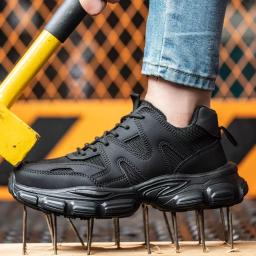 Novos sapatos de segurança femininos anti-esmagamento anti-punctura sapatos de trabalho respirável leve tênis de trabalho indestrutíveis sapatos femininos botas - Image 4