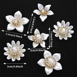 Elegantes encantos florais com imitação de pérolas strass para jóias DIY, decoração artesanal e acessórios, roupas e chapéus, 30 unid - Image 6