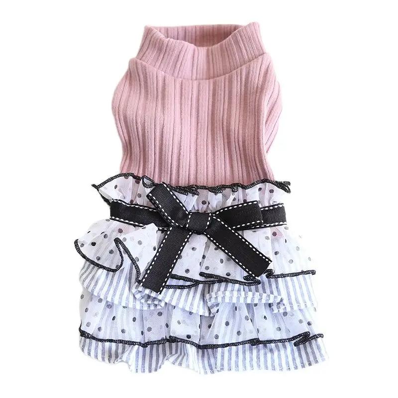 Cães e Gatos Vestido Polka Dot Design Pet Puppy Camisa Primavera/Verão Roupas Outfit 3 Cores - Image 1