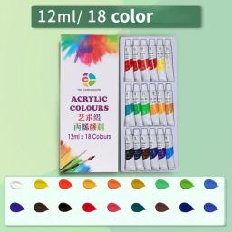 Tinta acrílica 12 18 24 36 cores 12ml tubo conjunto de tinta acrílica para pintura de roupas pigmentos de vidro ricos para pintura de artistas - Image 3