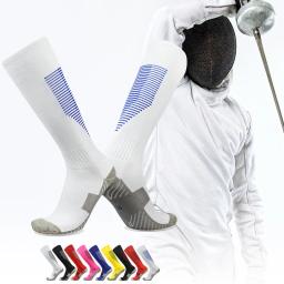 Profissional esgrima meias para crianças e adultos, algodão grosso, equipamento do joelho, meias atléticas - Image 3