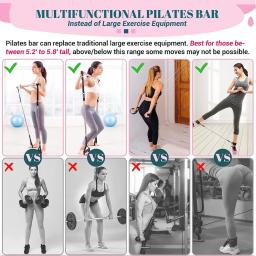 Kit Fitness Yoga Pilates Bar com bandas de resistência portátil Home Gym, kit de resistência Pilates para mulheres, treino de corpo inteiro - Image 5
