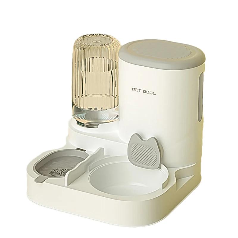 Alimentador automático do animal de estimação com grande capacidade, recipiente de alimento, alimentação de aço inoxidável tigela 2 em 1, cão e gato alimentador, fonte de água - Image 1