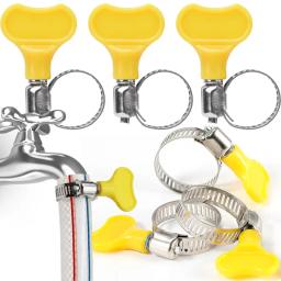 5 pçs 8-44mm braçadeiras de mangueira ajustável alça de plástico amarelo torção clipes de tubulação de aço inoxidável fixadores braçadeiras de vedação clipe de vedação - Image 1