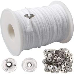 White Cotton Candle Wick, Fio encerado, Woven Wick, DIY Handmade Candle Making Supplies, Corda Artesanal, 61m - Image 1