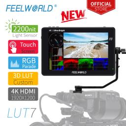 Feelworld lut7 7 Polegada 3d lut 2200 lêndeas tela sensível ao toque câmera dslr monitor de campo com forma de onda vectorscope histograma - Image 1