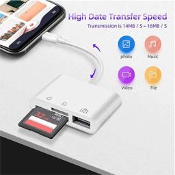 Adaptador de câmera USB 3 em 1 para iPhone tipo C para cartão SD e TF, compatível com iPhone e iPad, leitor de cartão e chave de segurança USB - Image 3