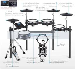 Kit de Bateria Eletrônica Profissional para Iniciantes, Tambor Elétrico, Percussão para Crianças Adultas, Mesh for Jazz, Tambor para Casa - Image 5