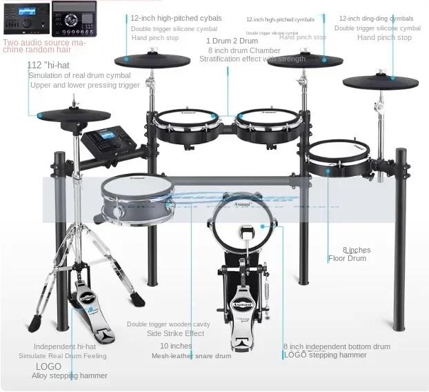 Kit Profissional de Bateria Eletrônica para Iniciantes: Percussão Elétrica Versátil para Todas as Idades, Ideal para Jazz e Uso Doméstico