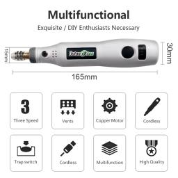 USB Cordless Rotary Tool Kit Woodworking Gravura Caneta DIY Para Jóias De Metal De Vidro Mini Broca Sem Fio 3 Velocidade Ferramentas Dremel - Image 2