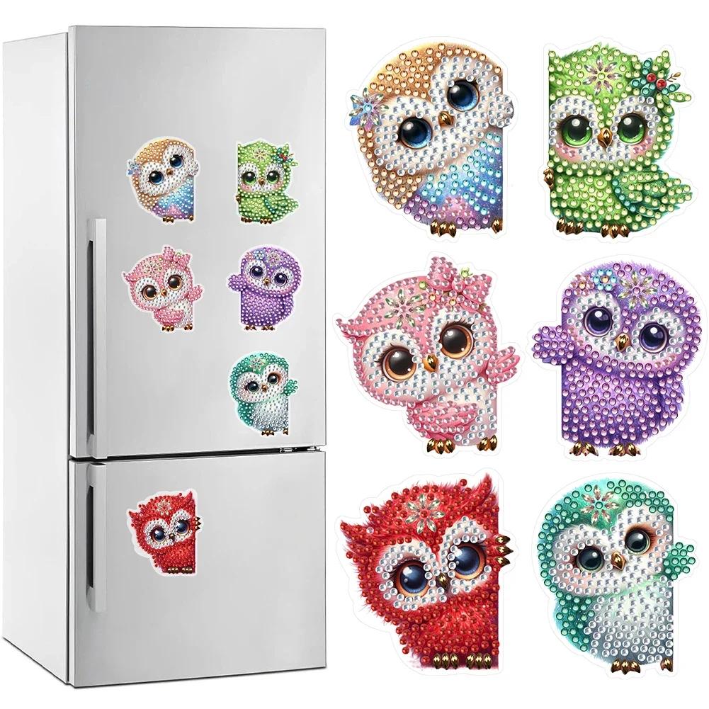 Ímãs de geladeira adesivos para artesanato DIY, broca completa, carro, borboleta, libélula, pintura diamante, geladeira, presente do partido, 6 pcs - Image 1